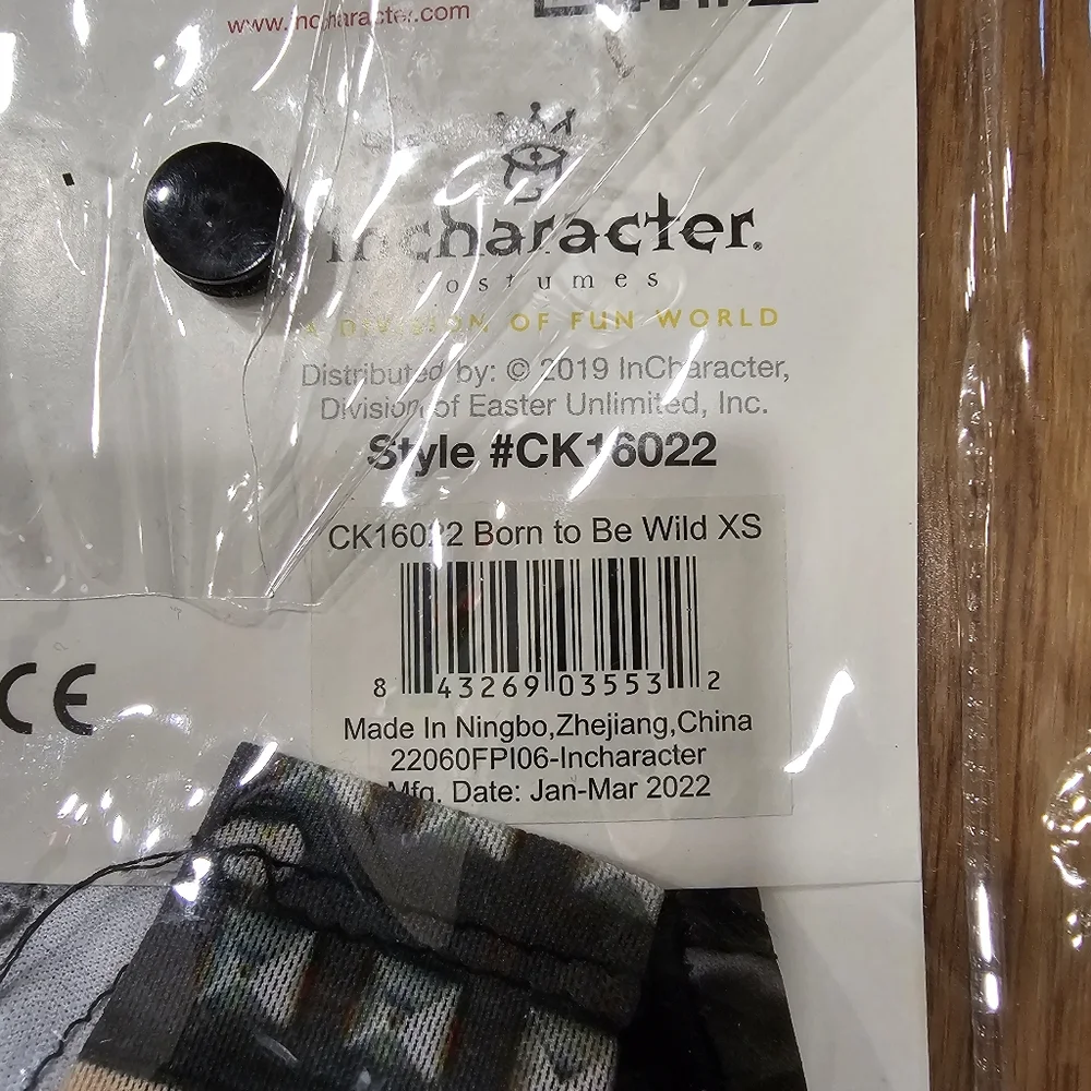 Incharacter Costumes includes piece
